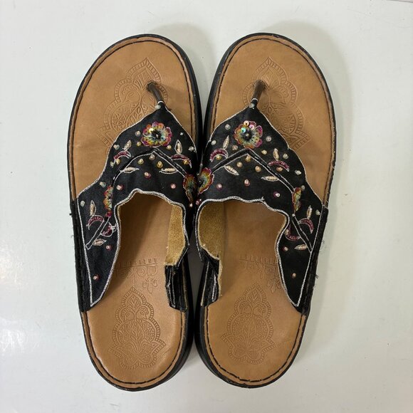 Rieker Boho Floral Sequin Beaded Sandals Sz 9.5 Hippie Gypsy - Picture 2 of 9
